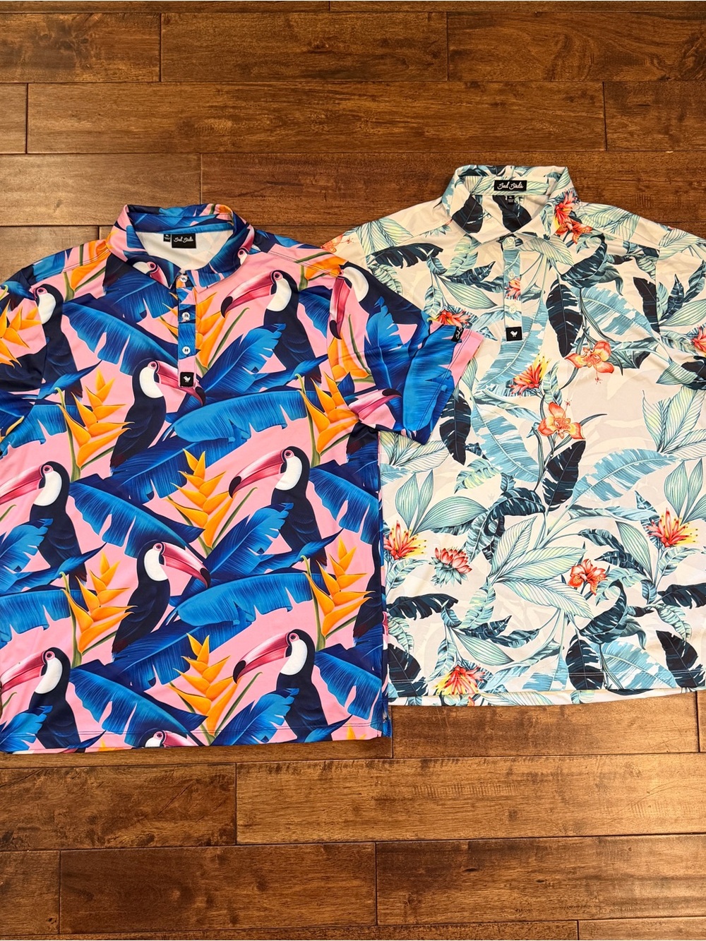 Bad Birdie Polo Lot of 2 XL Tropical Hawaiian Toucan Golf Shirts - Picture 3 of 3